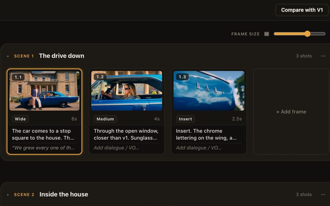 The board in 16:9: the hero film, frames across the full width
