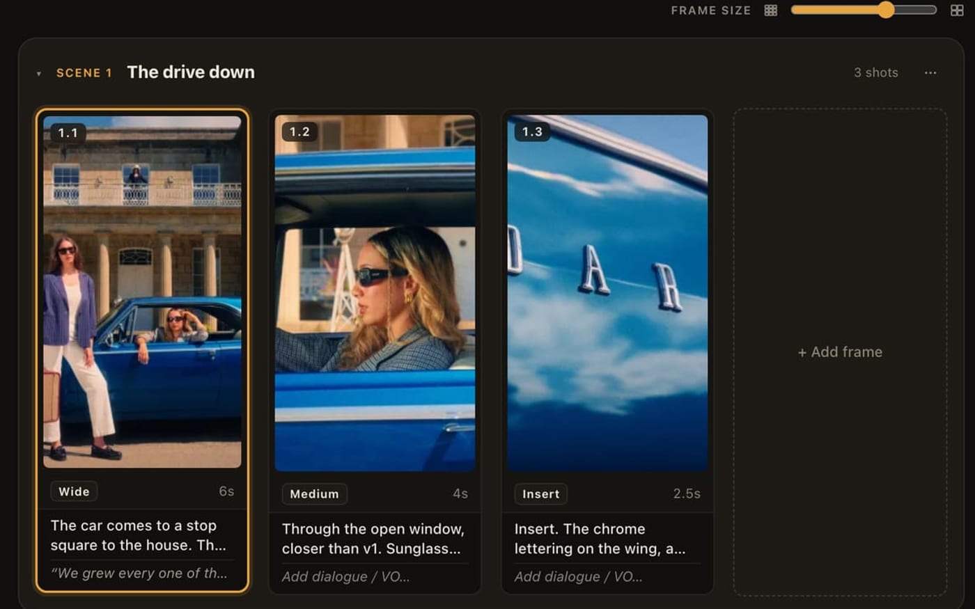 The same board switched to 9:16: the same pictures, reframed tall for the cutdown